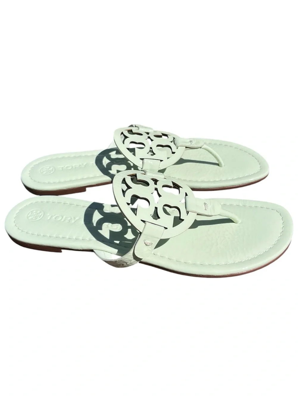 Tory Burch NEW Women’s Miller Patent Leather Sandals in Meadow Mist Size 9.5
